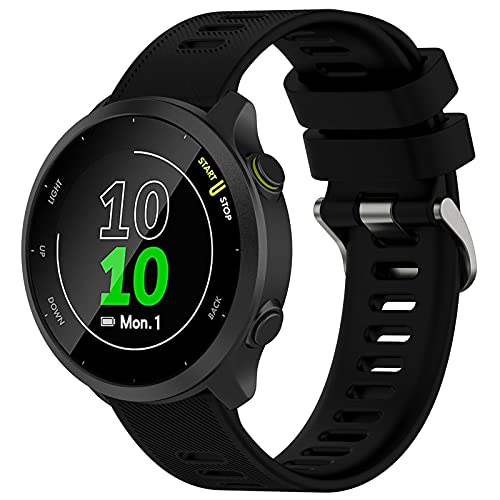 TopPerfekt Band Compatible with Samsung Galaxy Watch 3 41mm Soft Silicone Replacement Watch Band Strap Wristband for Garmin Forerunner 55/158 Watch Active 2/Galaxy watch 4 42MM (Black)