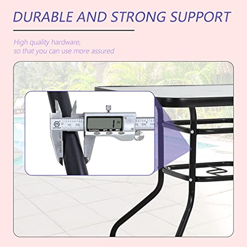 Fdw Outdoor Table Patio Table Dining Table With Tempered Glass Umbrella Hole For Lawn Balcony, Yard (Square) #TOP3