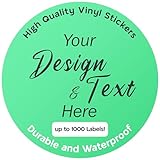 VulgrCo 100 Personalized HQ Vinyl Labels Custom Image Text Photo Business Logo Picture Waterproof Dishwasher Safe UV Resistant Any Shape Size Label Stickers