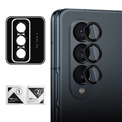 OneNine Kameraschutz Kompatibel mit Samsung Galaxy Z Fold4, Kameraschutz mit Metallring, Camera Protector, Blasenfrei, Anti-Kratzer, 9H Härte Kamera Schutzfolie (Schwarz) Cover