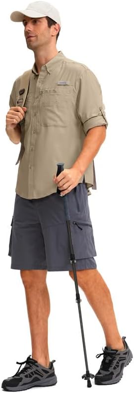 Men's Long Sleeve Sun Protection Fishing Shirt with Zipper Pockets UPF 50+ Lightweight Cool Sun Shirts for Men Hiking Outdoor - Image 6