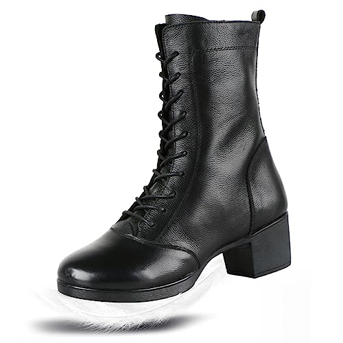 Women's Jazz Boots, Leather Square Heel Dancing Shoes for Ladies Split Sole Ballet Dancing Sneakers2