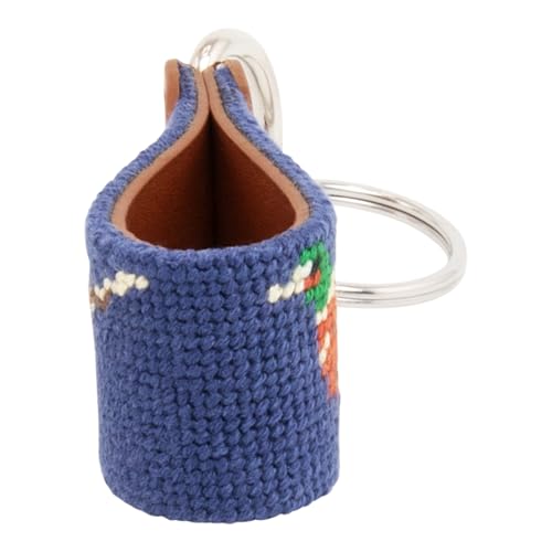 Image of Leather Hand-Stitched Needlepoint Key Fob or Key Chain