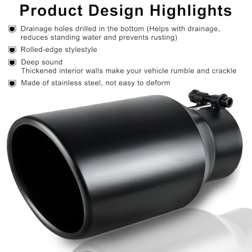 Image of 3 inch Inlet Exhaust Tip, 3 inch Inlet 4.5 inch Outlet 9 inch Length, Bolt-On