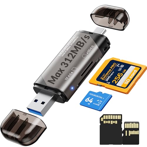 Lecteur de cartes SD TF 4.0 double slot USB C haute vitesse pour Micro SDXC et SDHC