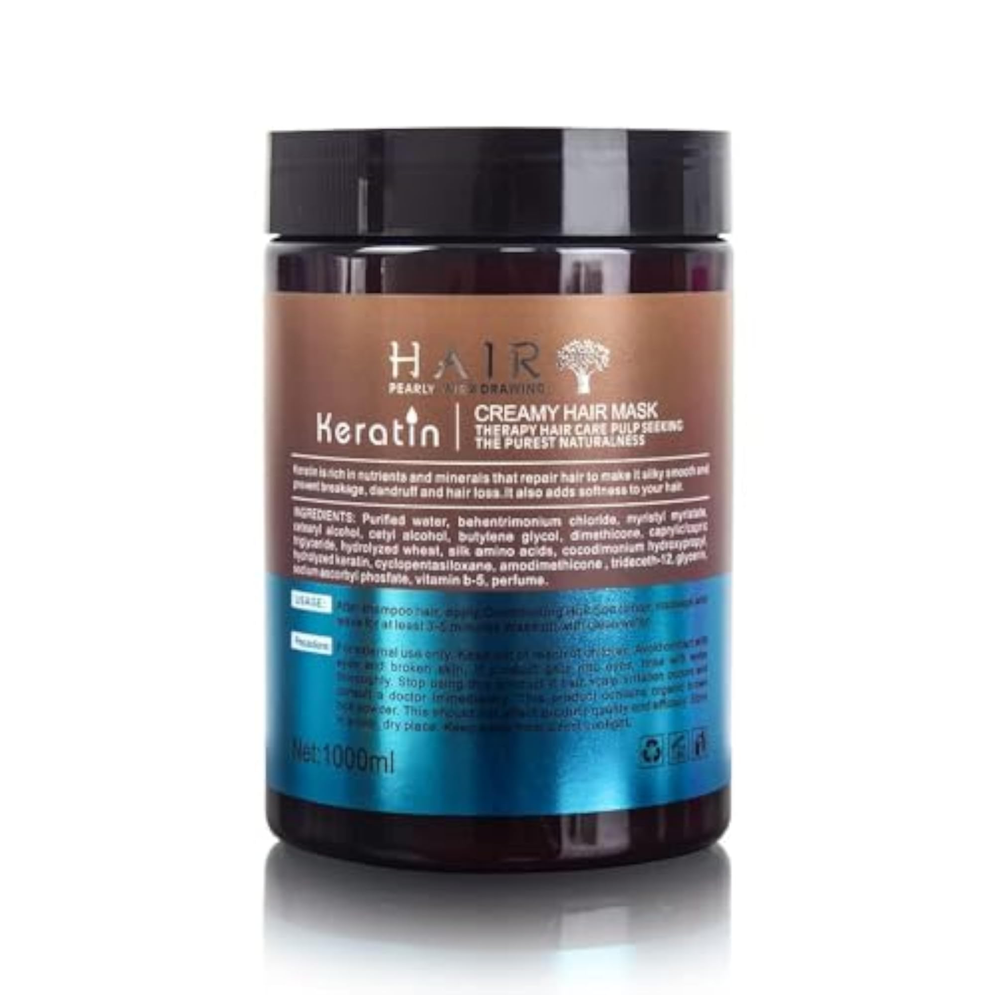 Keratin Moisturizing Hair Mask for Dry Damaged Hair, 1000 ml