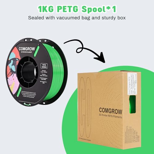 Image of Comgrow PETG 3D Printer Filament 1.75mm, High Precision and Tough 3D Printer Filament (2LBS), Dimensional Accuracy + /- 0.02 mm, Fit Most 3D Printers Grass Green
