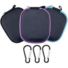 3 Pack Mini Essential Oil Case with Carabiner 1 per Case, Empty Travel Holder for 1-5ml Roller Bottles, Shockproof EVA Hard Shell Storage Bag, 3 Colors Random
