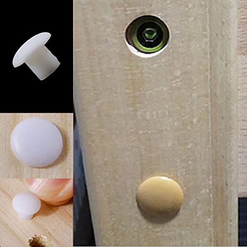 Image of MEETOOT 200pcs 5mm Plastic Hole Plugs White 3 /16 Inches Screw Caps Covers Flush Type Hole Plugs