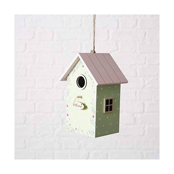 Home Collection Vogelhaus Welcome Nistkasten H22cm bunt mit rosa Dach und Streublümchen Motiv – Bild 4