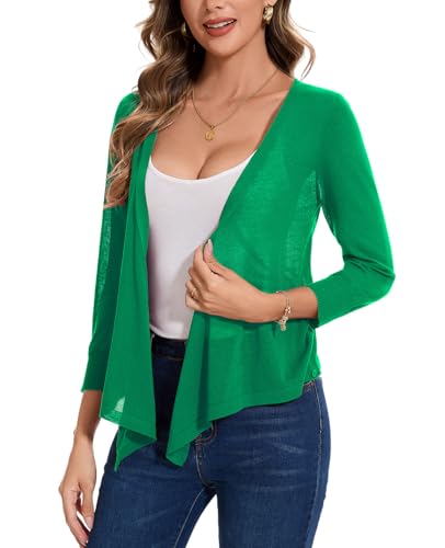 Image of MINTLIMIT Women's Tie Front Cardigan Casual 3 /4 Sleeve Bolero Shrug Knotted Lightweight Sheer Shrug Cardigan Sweater Top