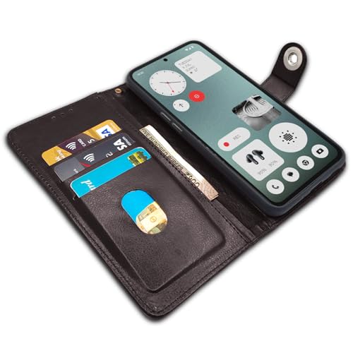 Image of Pikkme Flip Cover Leather Finish | Inside TPU with Card Pockets | Wallet Stand and Shock Proof | Complete Protection Button Flip Case for CMF by Nothing Phone 1 (Coffee)