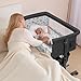 YADAQE Baby Bassinet, Baby Basinet Bedside Sleeper, Easy to Fold Portable Crib Side Bassinet 2025new Style Girl/boy bassinets (Dark Gray)