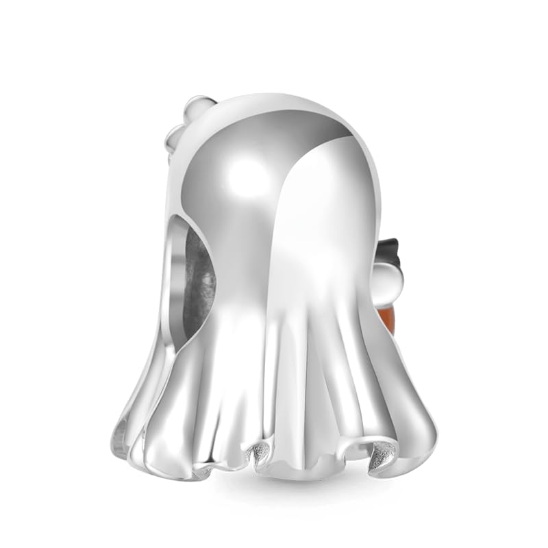 GNOCE Halloween Ghost Drinking Coffee Charm Sterling Silver Bead Halloween Charm Fit Bracelet/Necklace for Women Wife/Jewelry Gift2