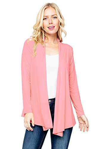 Image of Women's Drape Front Open Cardigan Long Sleeve (S-2X, Made in USA)
