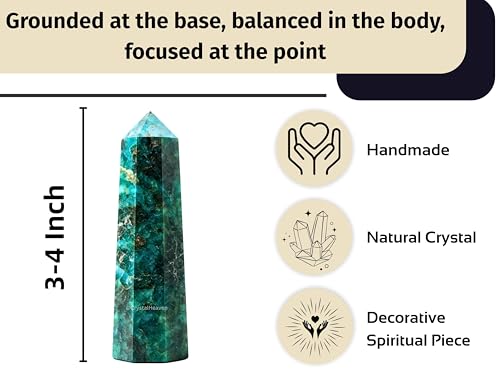 Image of Crystal Heaven Certified Chrome Diopside Crystal Tower Obelisk Point For Chakra, Healing And Balancing - Aaa Grade Original Certified Gemstone Agate For Reiki Meditation Yoga Spiritual (3-4 Inches)