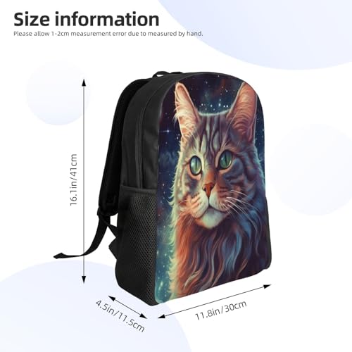 Lightweight Backpack Feline Galaxy Portrait 16Inch Waterproof Backpack Gym Casual Daypack for Women Men Gift4