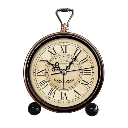 TIMESS Vintage Analog Alarm Clock, 4.3" Silent Non-Ticking Quartz Desk