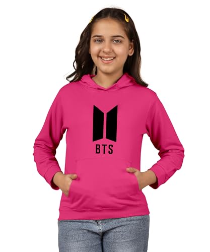 Image of KYDA KIDS Girls Cotton Hooded Sweatshirt | Regular Fit Full Sleeves Winter Wear Hoodies