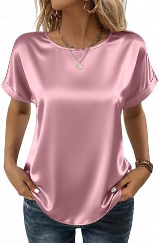 Zeagoo Satin Blouse for Women Business Casual Outfit Short Sleeve...