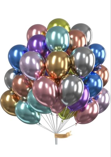 Image of Mix Metallic Balloons set -70 Brithday decoration, Anniversary,Baby shower & Bachelor party, Multicolour balloons