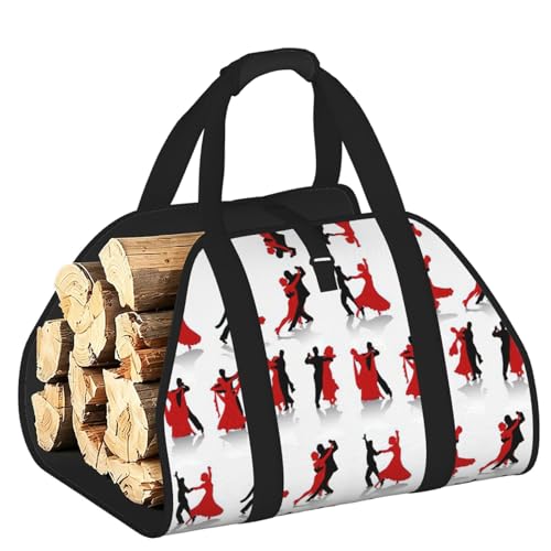 Sac en toile pour bois de chauffage imprimé danse pour soirée chaleureuse au coin du feu