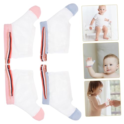 2 Pairs of Baby Anti-Sucking Gloves for Boys and Girls Adjustable Finger Sucking Stop Mittens Soft Cotton Thumb Protector for Infants for Thumb Sucking Correction3