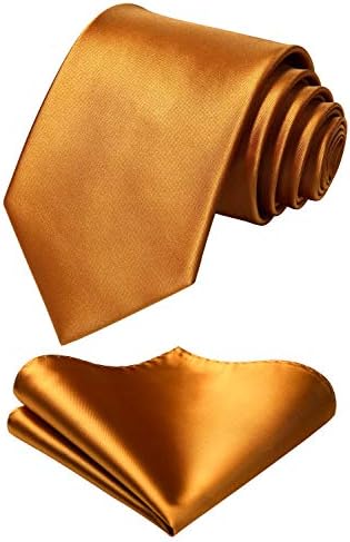 HISDERN Men's Solid Tie Handkerchief Set Wedding Party Formal Classic Ties & Pocket Square Sets Gifts Necktie for Men