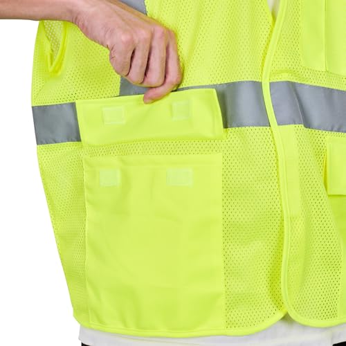 Image of Restaurantware Reflective Safety Vest 20 Count 29.213 x 30.315 Inches High Visibility Multi-Pocket Zipper Front Safety Vest