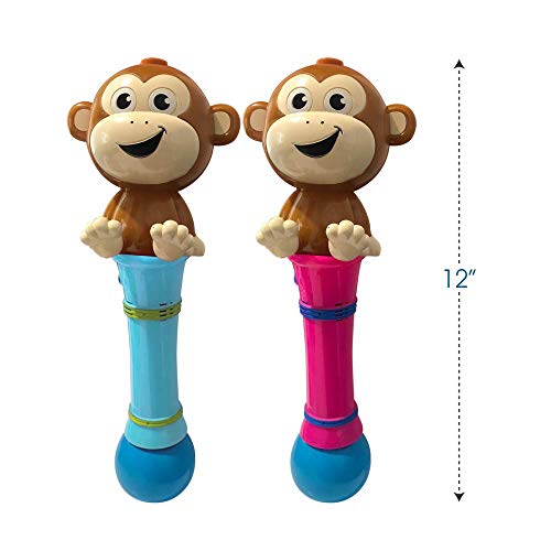 Artcreativity Light Up Monkey Bubble Blower Wand - 12 Inch Illuminating Bubble Blower With Thrilling Led Effects, Batteries And Bubble Fluid Included, Great Gift Idea, Party Favors - Assorted Colors #TOP4
