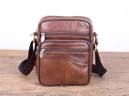 Genuine Leather Single Shoulder Messenger Bag,Reddish Brown2