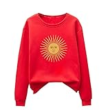 Lässiges Damen-Sweatshirt mit O-Ausschnitt, Sonne und Mond, rund, langärmlig 5112 nbluse formelle carvica aop hemdbluse-regular fit-langarm-leinen nmmathilde asymetrisch alltag cl1143s22 3-er l