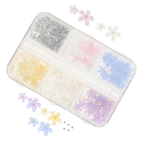 IWOWHERO Rhinestone Nail Gems and Charms d Flower Nail Art Decor Charms Bulk DIY Supplies