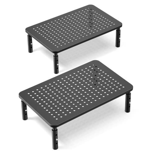 Loryergo Monitor Stand, Monitor Riser 3 Height Adjustable, Laptop Stand Desk With Metal Vented Platform, Computer Stand For Printer, Laptop, Pc Tower, Laptop Stand For Office & Home(2 Pack) #TOP2