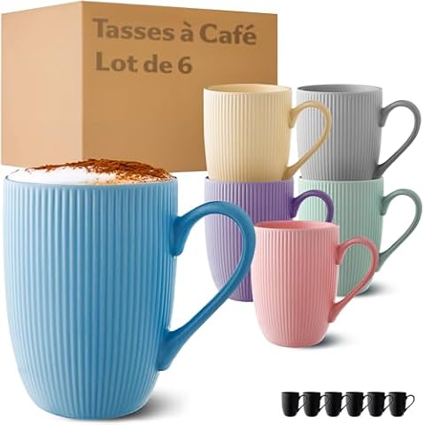 Cosumy Tasse à Café - Lot 6 Tasses à Café Couleur Pastelle Cover