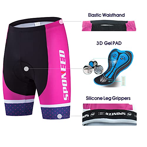 sponeed Conjunto feminino de shorts de ciclismo feminino camisas e calças de ciclismo EUA GG roxo pr