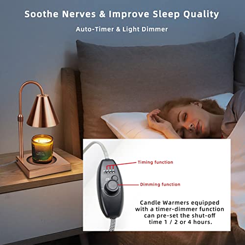 Candle Warmer Lamp, Dimmable Metal Candle Lamp Warmer Height Adjustable, Compatible With Yankee Candle And 3 Wick Large Jars, Candle Warmer Lamps Scented Wax For Home Decor (Metal Base-Rose Gold) #TOP2