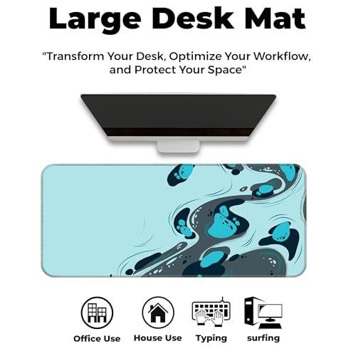 Image of Swirl Pattern Ocean Blue Large Mouse Pad - Extended Gaming Mousepad 60x30CM for PC, Laptop, Desktop & Office - Dynamic Motion Accessories for Desk & Table