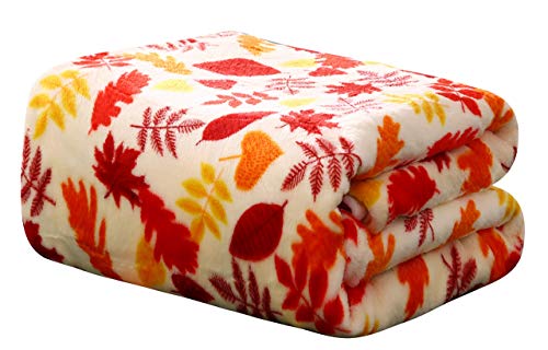Décor&More Autumn Harvest Fallr Collection Festive And Cuddly Holiday Microplush Throw Blanket (50" X 60") -Autumn Leaves #TOP5