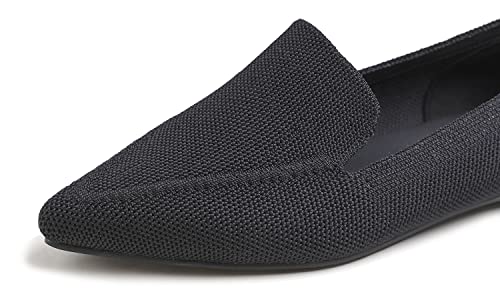 Image of FEVERSOLE Women's Woven Pointy Fashion Cutouts Breathable Knit Flat Shoes