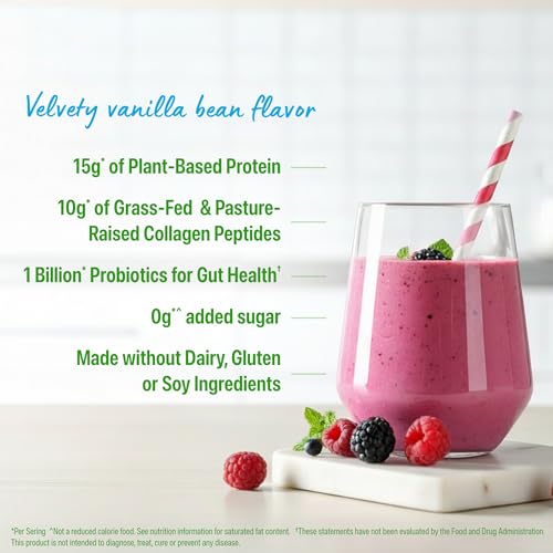 Orgain Organic 25g Protein + 10g Collagen Powder, Vanilla Bean, 1.6lb - image 4