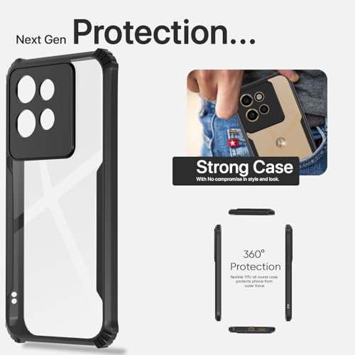 Image of Pikkme Crystal Clear Transparent Back Cover | Ultra Hyrbid | Full Camera Protection | Raised Edge | Bumper Case for Moto Edge 50 Neo 5G (Black)