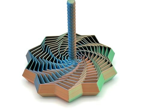 Image of Expanded Sensory Fidget Star with Handle - Visually Captivating and Satisfyingly Noisy! (Orange - Blue - Green, Small)