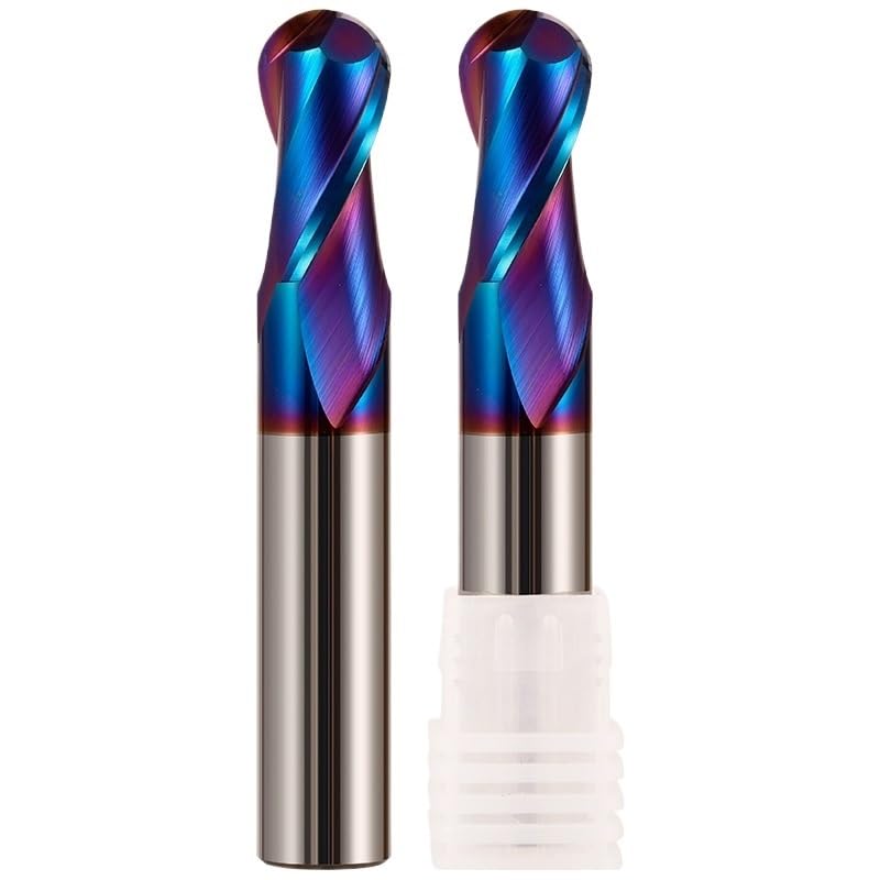 1pc Ball Nose Carbide End Mill, HRC70 2 Flutes CNC Router Bits R0.5-R6 Spiral Milling Cutter(R5x20x10Dx100)