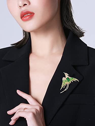 Image of Exquisite 14K Gold Phoenix Brooch for Women, Inlaid with Moissanite and Premium Gemstones, Ideal Luxury Gift for Holidays and Special Occasions