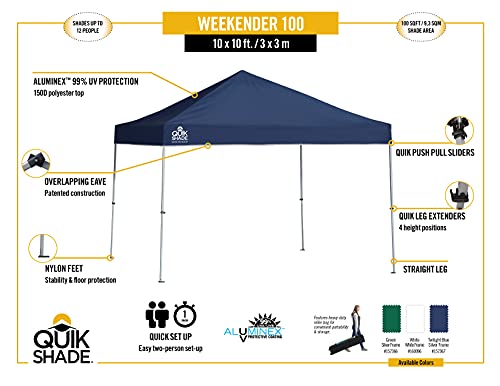 Quik Shade Weekender Elite 10 x 10 ft. Straight Leg Canopy, White - Thumbnail 3