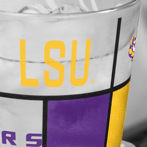 Image of Logo Brands NCAA oz Stained Glass Pint Glass - 3D Embossed Logo & Bold Team Colors - Durable Sports Fan Beer Glass for Home, Bar & Tailgates