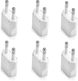 6 PCS European Plug Adapter Travel Power Converter, Travel from CA US to EU Europe Italy Plug Adapters, European Travel Plug Adapters from Canada to Europe Outlet Adaptor (White)