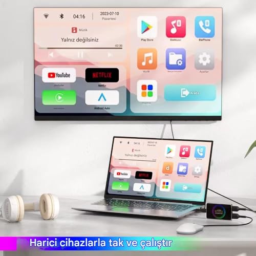 EverBox Y2 CarPlay Android Auto Box, 4GB RAM 32GB ROM, Kablosuz Multimedya Sistemi, Android 12.0, Yo