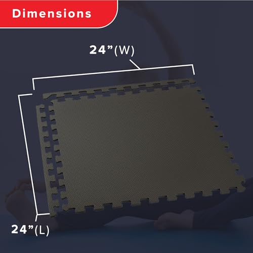 Image of We Sell Mats Premium Foam Interlocking anti-fatigue tiles great for gyms PX90 Insanity Pilates Yoga aerobics cardio trade shows kids payrooms and more. Black 100 SQFT-25 Tiles